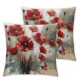 thumbnail image 1 of nygtbtfer Flower Throw Pillow Cushion Cover, Red Poppy Flower Grungy Paint Brush Effect Beige Digital Art Print, Decorative Square Accent Pillow Case, Red Ivory White, 1 of 7