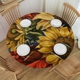 thumbnail image 1 of nygtbtfer Flowers 4th of July Round Tablecloth Fitted Table Cloth with Elastic Edge Table Cover Fits for Tables for Dinning Picnic Party Decor 38-42, 1 of 8