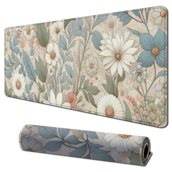 nygtbtfer Flowers Plants Desk Mat Cute Mouse Pad Large, XL Laptop Computer Keyboard and Mouse Mat with Stitched Edges, Big Mousepad for Women Office Decor Desk Accessories 31.5x11.8 in