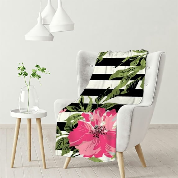 nygtbtfer Flowers Square Fitted Elastic Edge Tablecloth, Black & White Striped Flowers Polyester Home Decor Table Cloth,Dust Proof Washable Table Cover for Family Picnic Party White