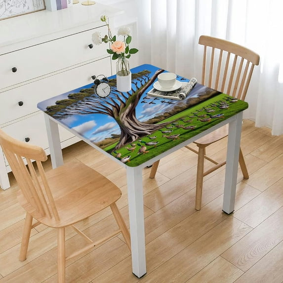 nygtbtfer Flying Mallard Ducks Tablecloth, Washable Home Decor Tablecloth Holiday Party Farmhouse Decor Table Cover,Elastic Edge