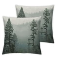 thumbnail image 1 of nygtbtfer  Forest Throw Pillow Cushion Cover, Panorama of a Valley and Mystic Forest of Pine Trees Natureme, Decorative Square Accent Pillow Case, Green Eggshell White, 1 of 7