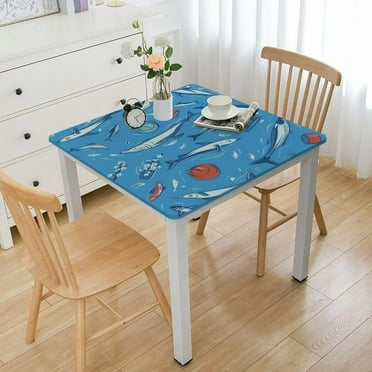 nygtbtfer Funny Shark Print  Table Cloths Greaseproof  Elastic Tablecloths for  Tables Table Cover for Bridal Shower Engagement Housewarming Wedding Fits for  Table white
