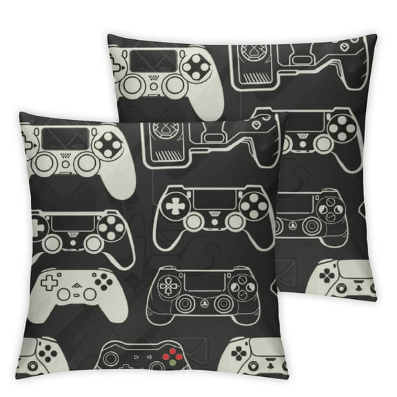 nygtbtfer Gamer Gifts Farmhouse Throw Pillow Covers Gaming Pillow Case Soft Pillowcase Cushion Covers Set of 2 for Sofa Bed Bedroom Car Chair Living Room Home Decorative White