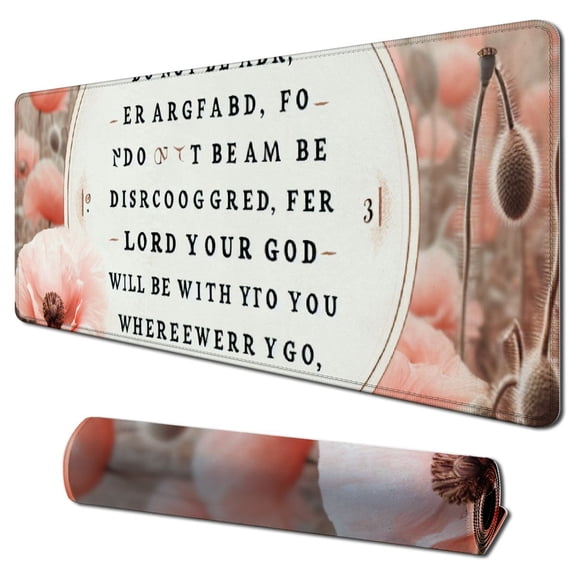 nygtbtfer Gaming Mouse Pad Custom, Christian Bible Verses Scripture Quotes Joshua Flowers Art - Be Strong and Courageous Be with You 31.5x11.8 in