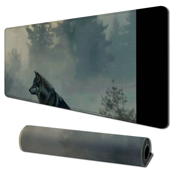 nygtbtfer Gaming Mouse Pad ,The Wolf and The Moon Mousepad Non-Slip Rubber Gaming Mouse Pad Rectangle Mouse Pads for Computers Laptop 31.5x11.8 in