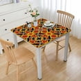 thumbnail image 1 of nygtbtfer  Geometric Fitted  Tablecloth, Colorful Design Overlapping Squares with Stripes and Star Shape Art, All Around Elastic Fabric Table Cover,  Diameter, Dark Salmon Earth Yellow 46*46, 1 of 8