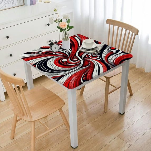 nygtbtfer Geometric Leaves Tablecloth for Round/Rectangle/Oval/Square Tablecloth in Table Cloth Cover for Fall Baby Shower Christmas Wedding Party, Contemporary Minimalist Red Black Line