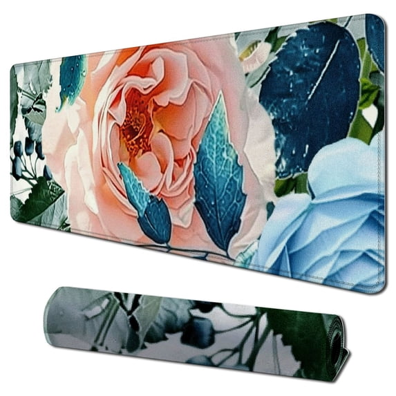 nygtbtfer Green Desk Mat Desk Mouse Pads Pink Mouse Pad Large, Big Computer Keyboard Mouse Mat Desk Pad Mat with Stitched Edge for Women Home Office Decor Deskmat 31.5x11.8 in