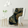 thumbnail image 1 of nygtbtfer Green Gold Palm Leaves Flannel Fleece Throw Blanket for Sofa Couch Print Plush Blanket Botanical Nature Theme White, 1 of 6