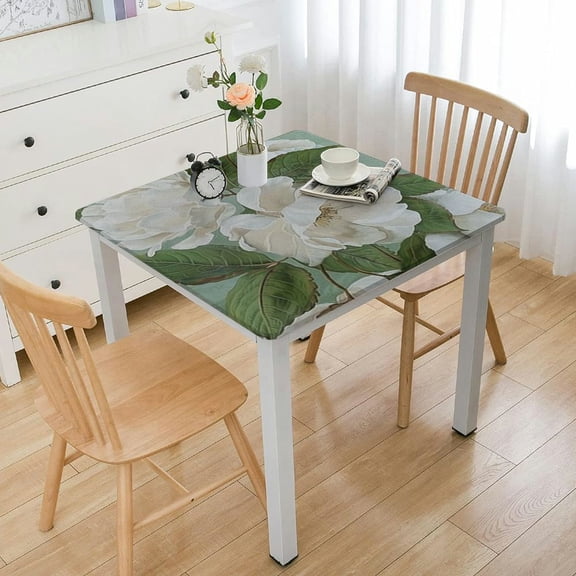 nygtbtfer Green Ivory Garden Botanical Magnolia Watercolor Shabby Chic Vintage Floral Flower Leaf Leaves Decorative Table Cover Tabletop Washable Pretty Tablecloth Dining Room Café Kitchen Decor Round