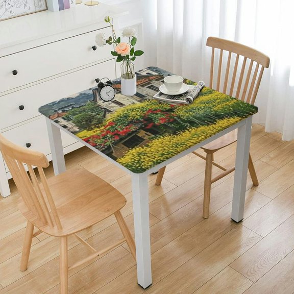 nygtbtfer Green Personalized Tablecloth, Landscape Printed Tablecloth Polyester Spill Proof Washable Table Cover for Buffet Table, Parties, Holiday Dinner Picnic, Camping, Table Decor, 52*52