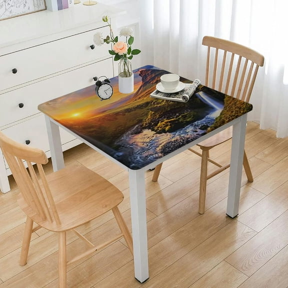 nygtbtfer Green Personalized Tablecloths, Landscape Printed Tablecloth Customized Design Polyester Spill Proof Washable Table Cover for Party Holiday Dinner Picnic, Camping, 40*40