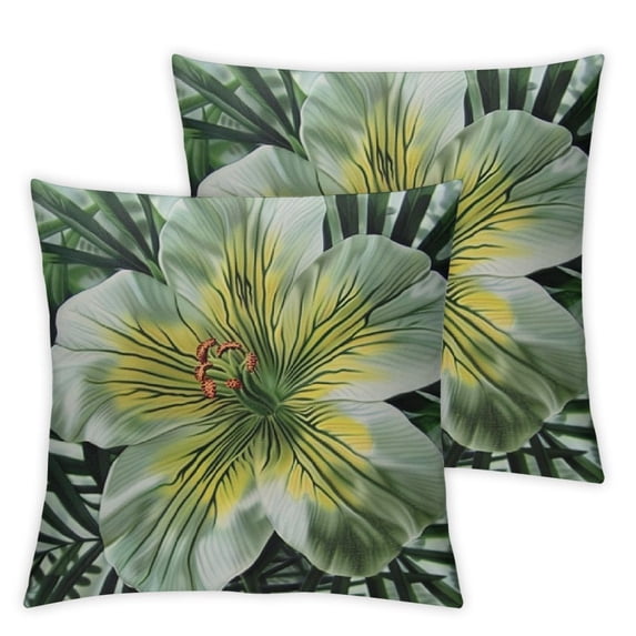 nygtbtfer Green Striped Yellow Flower Print Throw Pillow Covers Soft Pillowcase Decorative Cushion Cover Modern Square Cushion Cases for Living Room Bed Sofa Bedroom Without Pillow White