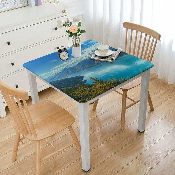 nygtbtfer Green Tablecloth, Landscape Printed Tablecloth Personalized Fitted Table Cloth Table Waterproof Wipeable Circular Table Cover, 40*40