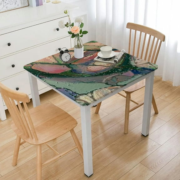 nygtbtfer Green Tablecloth, Landscape Printed Tablecloth Personalized Picture Table Cloth Fitted Washable Customized Patio Table Cover for Event Wedding Banquet Parties,  36*36