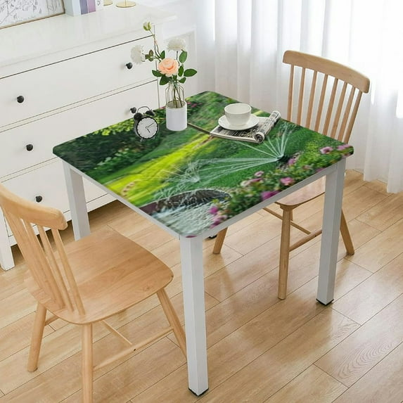 nygtbtfer Green Tablecloth, Landscape Printed Tablecloth Polyester Washable Personalized Table Cover Kitchen Restaurant Party Decoration, 36*36