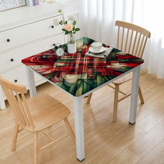 nygtbtfer Green Tartan Plaid Christmas Tablecloth, Traditional Evergreen and Red Plaid Tablecloth