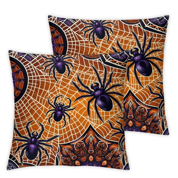 nygtbtfer Halloween Crawl Animals Outdoor Pillow Covers Set of 2, Geometric Decorative Throw Pillowcase Orange Linen Soft Cozy Cushion Cover Pillowsham