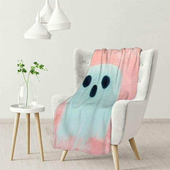 nygtbtfer Halloween Throw Blanket - Soft Plush Halloween Blanket - Cute Pink Ghost Blanket - Cozy Flannel Halloween Decoration for Party Sofa Bed Living Room  40x50in