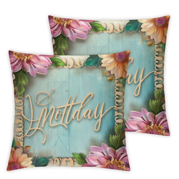 nygtbtfer Happy Mothers Day Throw Pillow Covers Set of 2 Decorative Floral Cushion Cases Home Decorations Indoor for Bed Sofa White
