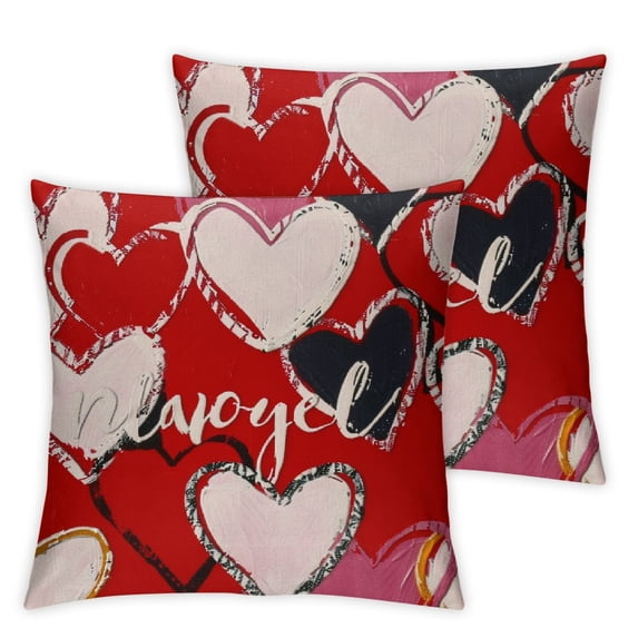 nygtbtfer Happy Valentines Day Pillow Set of 2Red Love Heart Throw Pillow Covers Wedding Anniversary Pillow Covers Pillow Cases Home Outdoor Sofa Couch Cushion White