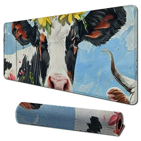 nygtbtfer Hay Girl Hay Farmhouse Rustic Cow Mousepad Non-Slip Rubber Base Square Mouse Pads for Computers Laptop Office Home Dorm Desk Decor,Gifts for Cow Lovers Girls 31.5x11.8 in