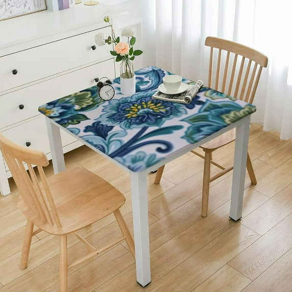 nygtbtfer Heavyweight Wrinkle-Free Stain Resistant Outdoor Tablecloth with Umbrella Hole and Zipper, Round, Seats , Floral Pattern