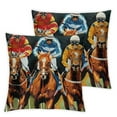 thumbnail image 1 of nygtbtfer Horse Racing Decorative Throw Pillow Set of 2, Porch Outdoor Home Decor, Red Black Farmhouse Couch Cushion Case White, 1 of 7