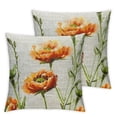 thumbnail image 1 of nygtbtfer  Ink Oil Painting Watercolor Orange Poppy Flowers Summer Decorative Throw Pillow Cover Case Home Living Room Bed Sofa Car Square White, 1 of 7