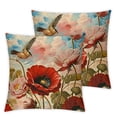 thumbnail image 1 of nygtbtfer Ink Painting Red Brown Poppy Flowers Summer Decorative Throw Pillow Cover Case Cushion Home Living Room Bed Sofa Car Linen Square White, 1 of 7