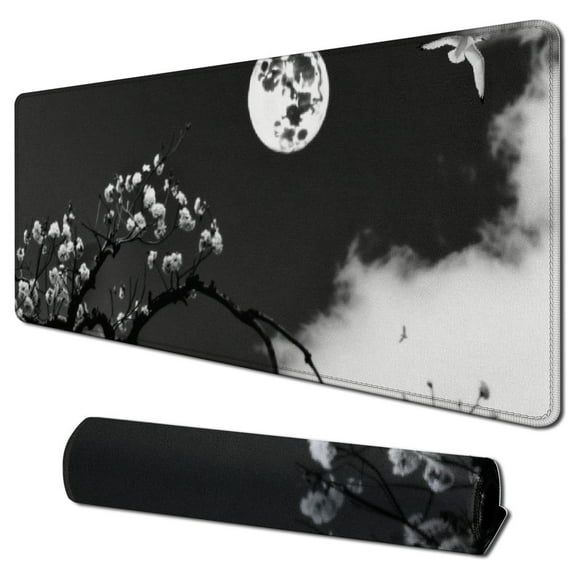nygtbtfer Japanese Cherry Blossom Mouse Pad Design Full Desk Gaming Mousepad Extended Large Non-Slip Rubber Base Keyboard Mat with Stitched Edges 31.5x11.8 in