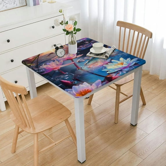 nygtbtfer Japanese Koi Fish Tablecloths Table Cloth,Modern Aesthetic Nature Landscape Colorful Florals Tablecloths Washable for Indoor Outdoor Table Cover 52*52