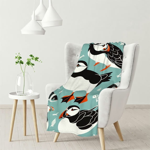 nygtbtfer Kids Throw Blanket, Bird Drawing All Season,Bed Blanket for Boys Girls Teens Bedroom Decor Polar Animal Flannel Fleece Blanket Women Men Cute Animal Green White