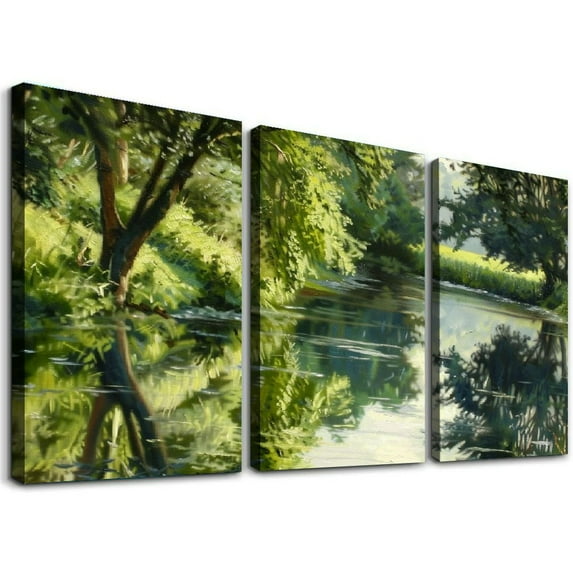 nygtbtfer Lake Jetty Pier Bridge Landscapes MULTI Canvas Art Print Box Framed Picture Wall Hanging - Hand - Framed And Ready To Hang 12x16x3pcs