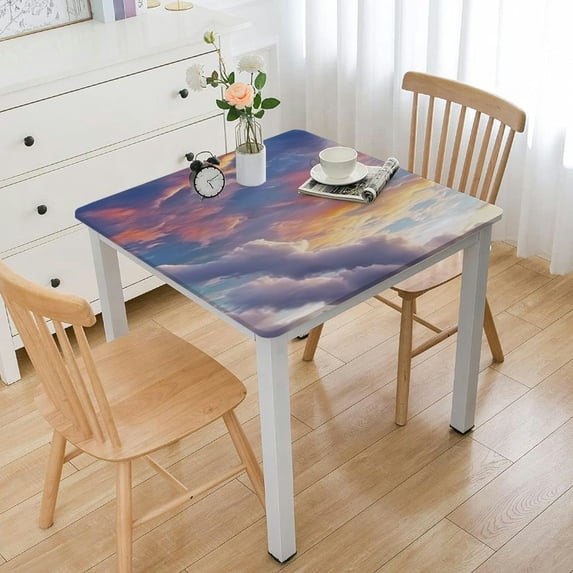 nygtbtfer Landscape Pattern Square Tablecloth,,Stain Wrinkle Resistant Reusable Washable Print Square Table Clothes,for Kitchen Indoor Outdoor Events Party Decor(Orange Blue) 52*52