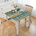 thumbnail image 1 of nygtbtfer Landscape Tablecloth, Exotic Beach with Pool Nature with Soft Sun Rays Holiday Theme Print, Dining Room Kitchen Rectangular Table Cover, Green Blue 52*52, 1 of 8