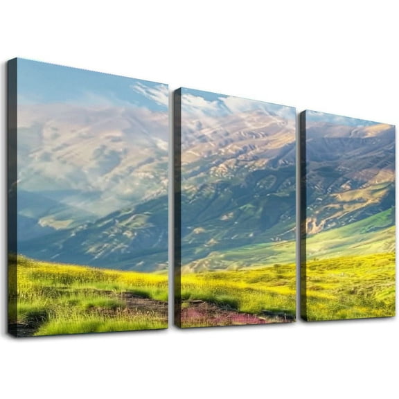 nygtbtfer Landscapes Treble Canvas Art Print Box Framed Picture Wall Hanging - Hand - Framed and Ready to Hang 12x16x3pcs