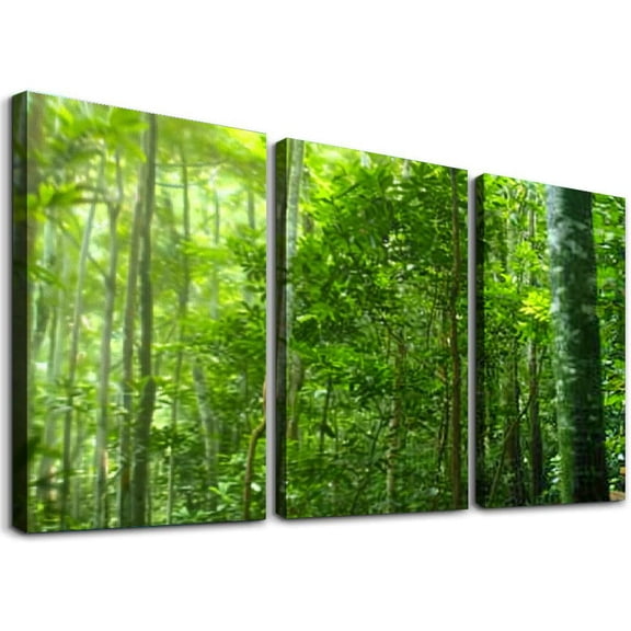nygtbtfer - Landscapes Woodland Forest Canvas Art Print Box Framed Picture Wall Hanging - Hand Framed And Ready To Hang 12x16x3pcs