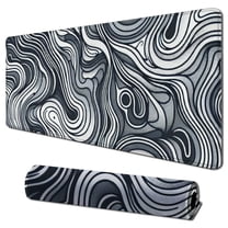 nygtbtfer Large Gaming Mouse Pad Black Topographic Contour Mouse Pad with Stitched Edges & Nonslip Rubber Base Extended XL Long Mousepad Big Desk Mat for Company Office Work, 31.5x11.8 in