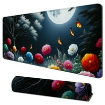 nygtbtfer  Large Gaming Mouse Pad for Desk Computer,XXL Mousepad Laptop,Cute Flower Mouse Mat,Extended Black Waterproof Keyboard Pads,Non-Slip Desk Pad for Game Office Home