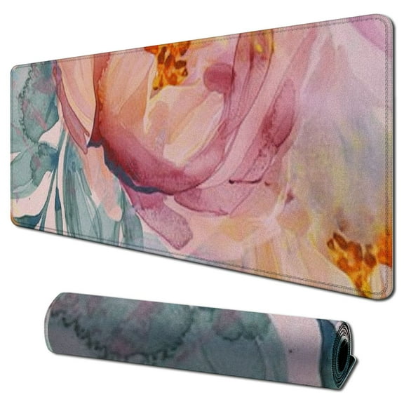nygtbtfer Large Mouse Pad Big Desk Mat Extended Desk Pad Keyboard Gaming Mousepad Cute Office Decor Women Girls Computer Accessories Work Home Office Supplies XL Pink Flowers 31.5x11.8 in