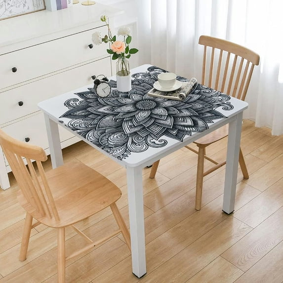 nygtbtfer Line Flowers Design Table Cloth Rectangle Tablecloth Outdoor Washable Winkle and Stain Resistant Spandex Table Cover for Kitchen Dining Tabletop Decoration