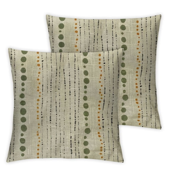 nygtbtfer Linen Throw Pillow Covers Farmhouse Boho Geometric Striped Mudcloth Pattern Cushion Covers Textured Durable Pillowcases for Sofa Couch Bed Living Room Inch Green Pack of 2 White