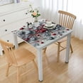 thumbnail image 1 of nygtbtfer Love Tablecloth Fitted Table Cover for Tables Wipeable Elastic Table Cloth for Outdoor Picnic Camping Dining Party, Silver Eucalyptus Leaves Simple White, 1 of 7