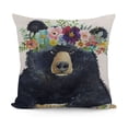 thumbnail image 1 of nygtbtfer Lovely Bear Pillow Covers Cute Animals Head with Spring Flower Linen Throw Pillow Case Cushion Cover Home Sofa Decorative  (Bear), 1 of 5
