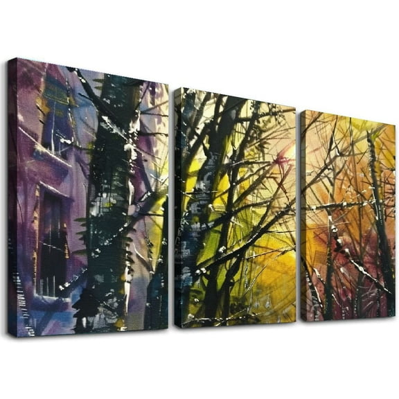 nygtbtfer MULTI Canvas Art Print Box Framed Picture Wall Hanging - Hand - Framed And Ready To Hang 12x16x3pcs