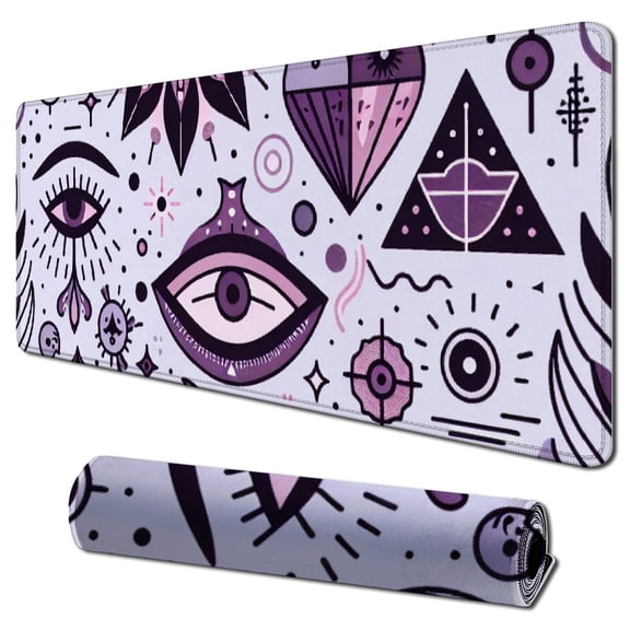 nygtbtfer Magic Goth Gray Purple Gaming Mouse Pad, Long Extended XL Mousepad, Large Desk Pads Keyboard Mat, 31.5x11.8 in