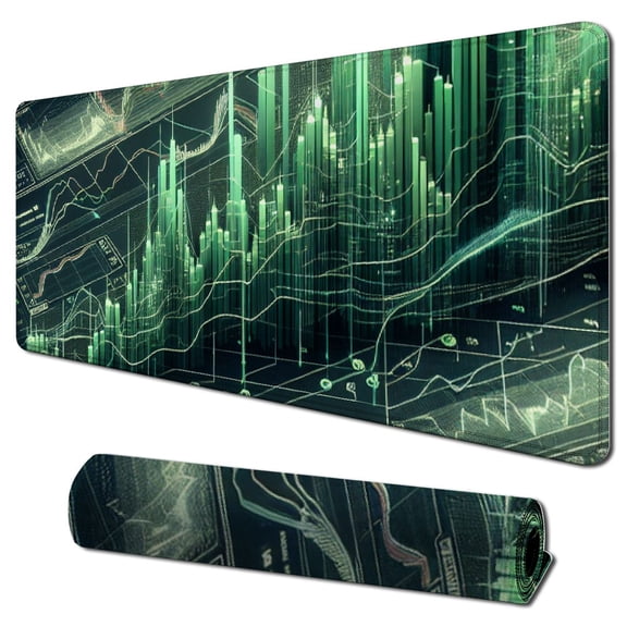 nygtbtfer Market Trading Graph Mouse Pad Square" for Wireless Mouse Notebooks Desktop Computers Office Supplies with Non-Slip Rubber Base Mouse Pad for Gaming, Working, Studying 31.5x11.8 in