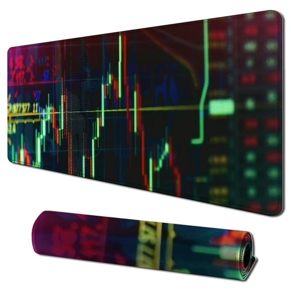 nygtbtfer Market Trading Graph Mouse Pad Square for Wireless Mouse Notebooks Desktop Computers Office Supplies with Non-Slip Rubber Base Mouse Pad for Gaming, Working, Studying 31.5x11.8 in